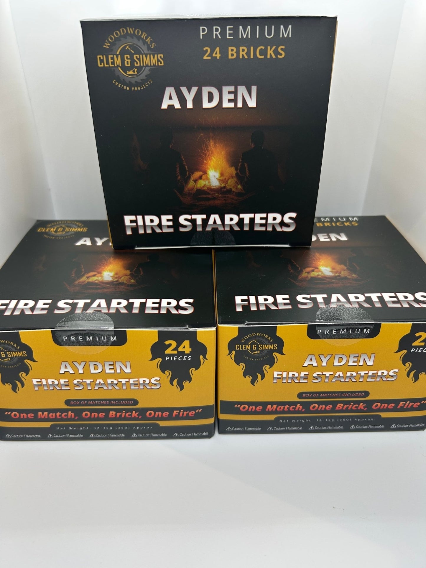 š„ Ayden Premium Fire Starters ā 3 - Box Family Pack - Clem & Simms Woodworks