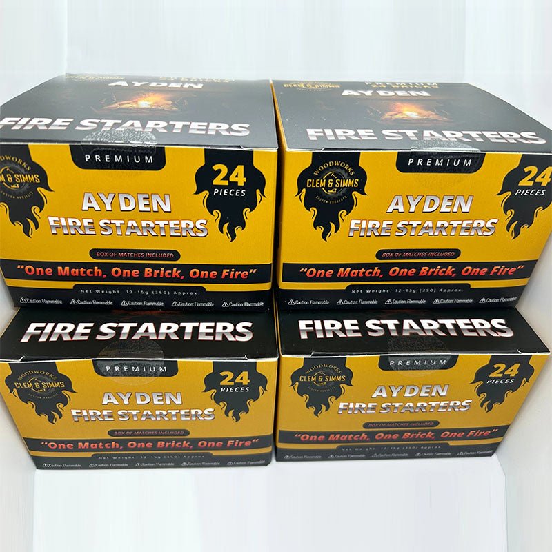 š„ Ayden Premium Fire Starters ā 4 - Box Ultimate Pack - Clem & Simms Woodworks