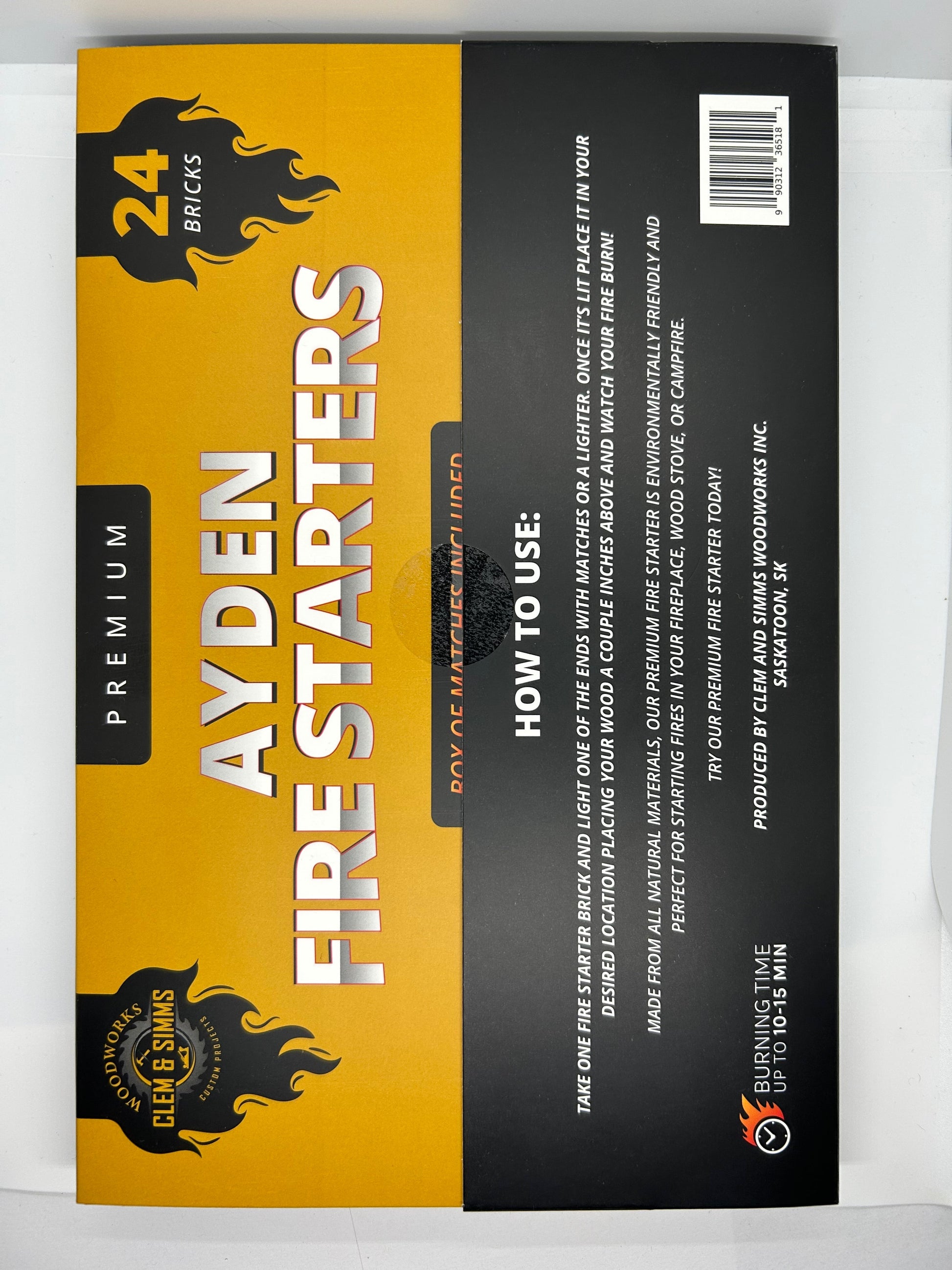 Ayden Premium Fire Starter (24 bricks) Clem & Simms Woodworks