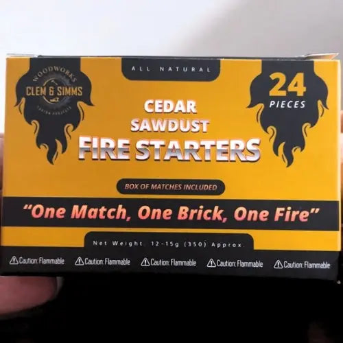 Super Saver Bundle 24 pcs - Matches includedOne Match | One Brick | One FireFREE SHIPPING Across Canada 🇨🇦For Those Who Appreciate Quality and ConvenienceIntroducing the Super Saver Bundle, a perfect bl24 pc boxClem and SimmsSuper Saver Bundle (24 pcs) - Matches includedClem & Simms Cedar Fire Starters