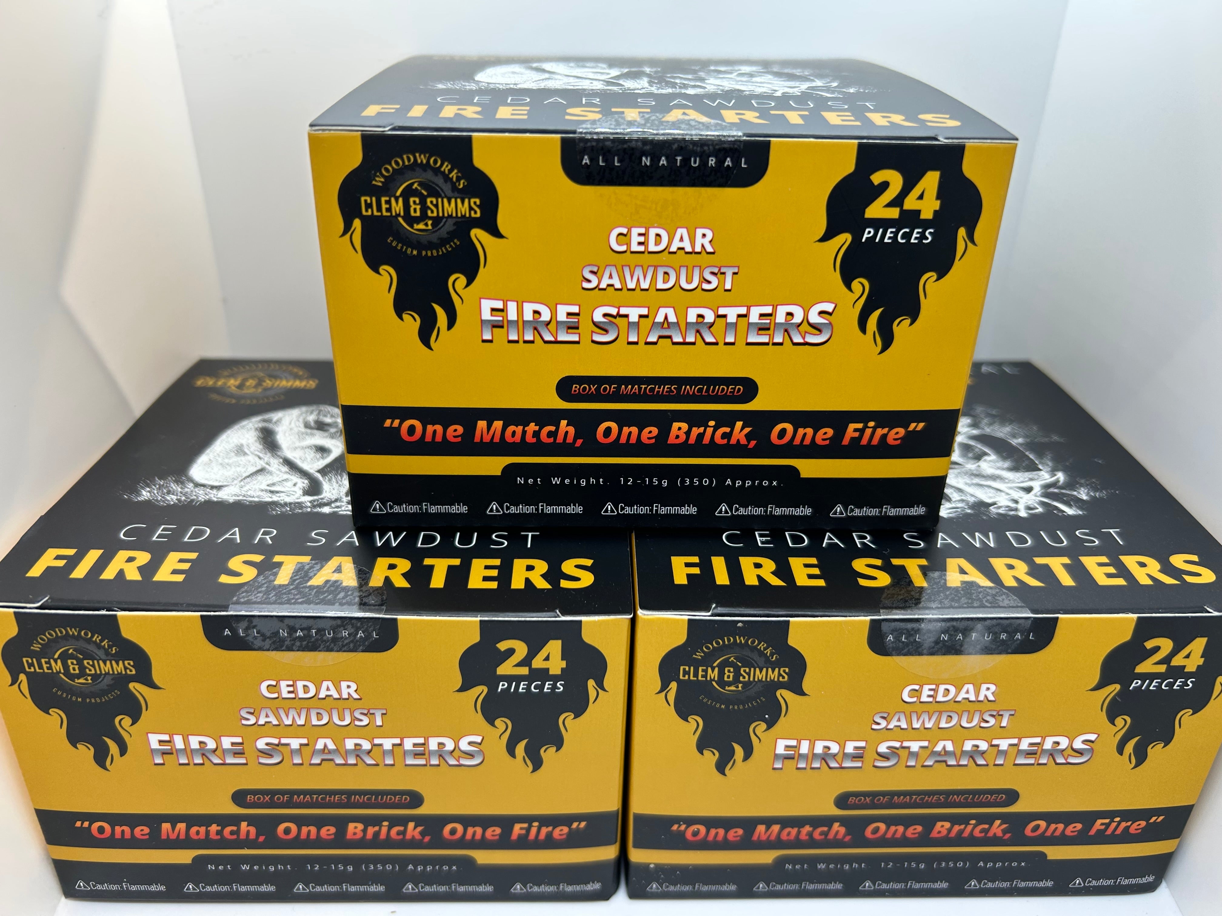 Cedar Sawdust Fire Starters - Camp & Cabin Bundle (72 Bricks) Clem & Simms Cedar Fire Starters