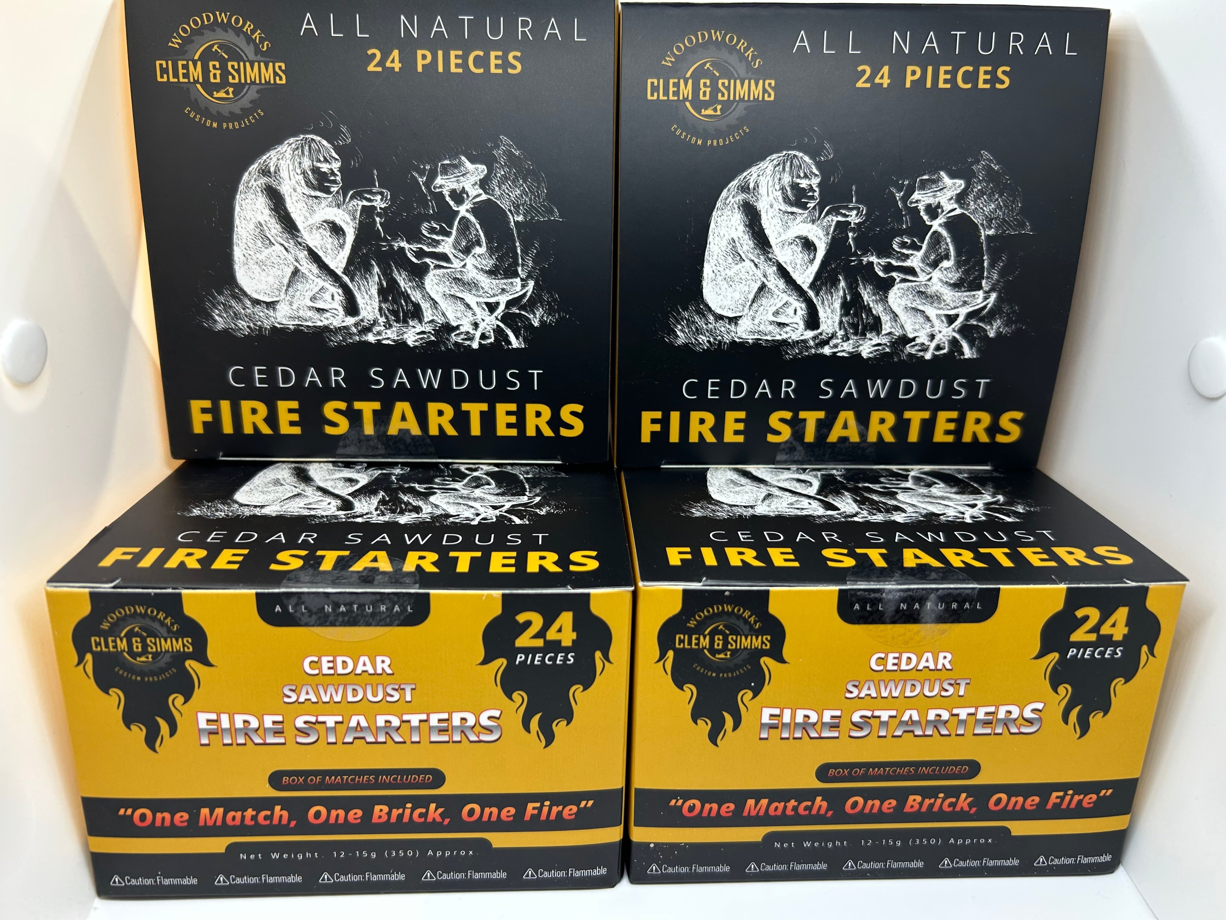 Cedar Fire Starter - 4 Box Bundle (96 bricks) SAVE $12 Clem & Simms Woodworks