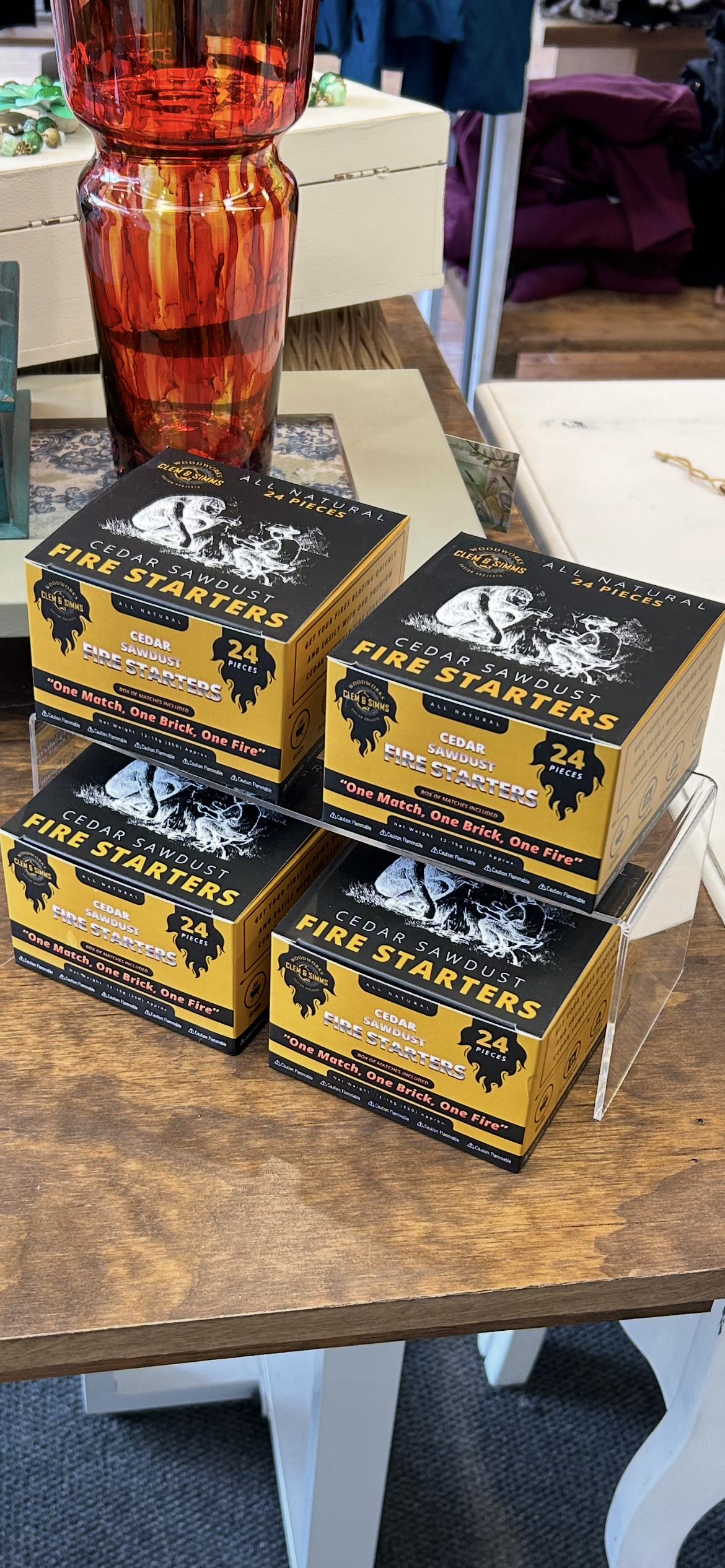 Cedar Fire Starter - 4 Box Bundle (96 bricks) Clem & Simms Woodworks