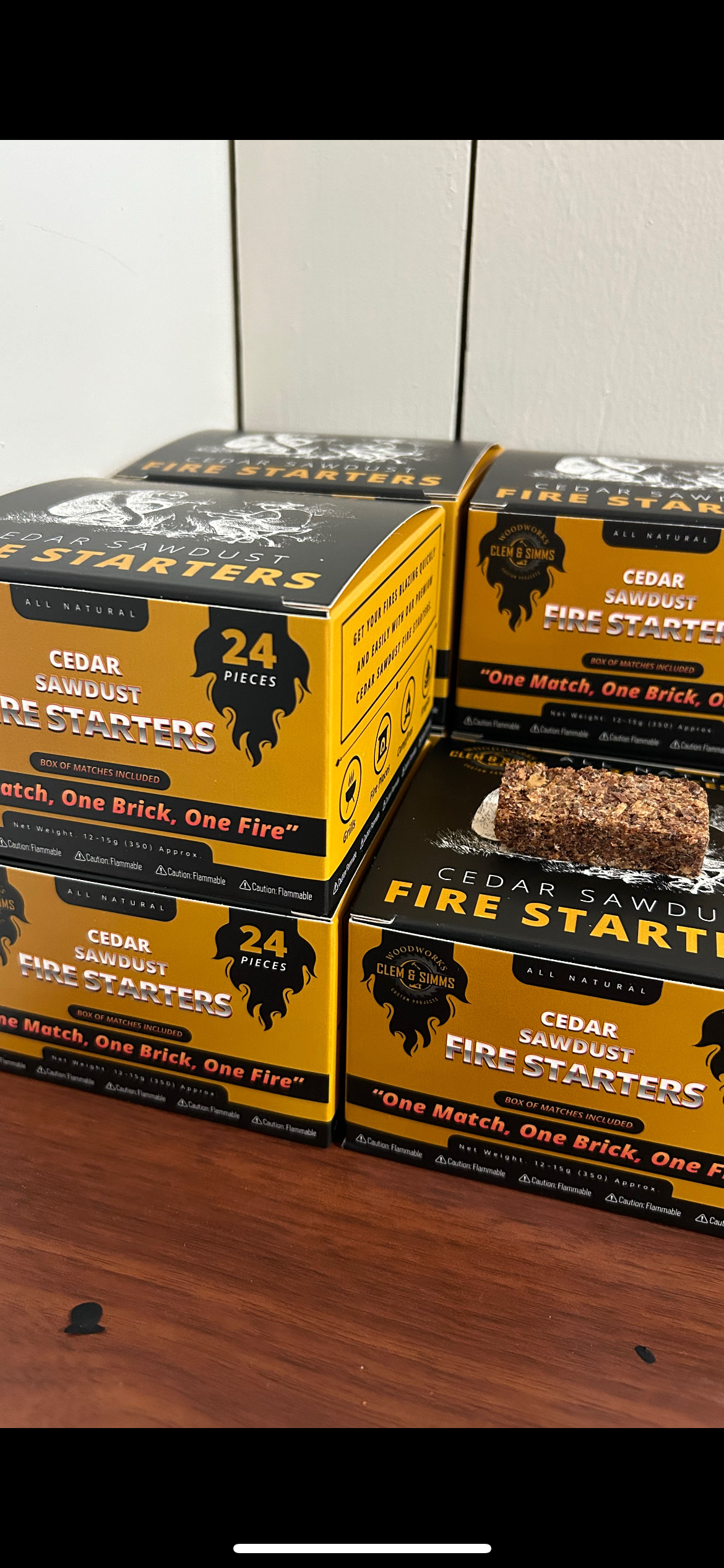 Cedar Fire Starter - 4 Box Bundle (96 bricks) Clem & Simms Woodworks