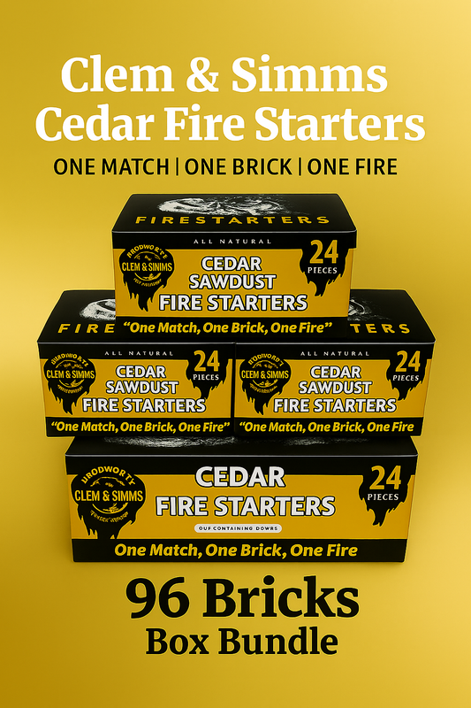 Cedar Fire Starter - 4 Box Bundle (96 bricks) Clem & Simms Woodworks